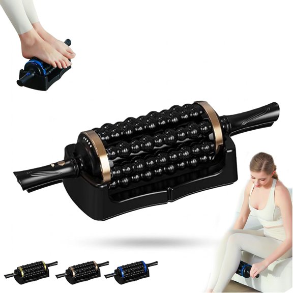 Electric Rolling Percussion Massager with Hands-Free Base, Adjustable Intensity Rechargeable Electric Fascia Roller Massager for Back Legs Feet, Body Massage Tool for Exercise Recovery (Rose Gold)
