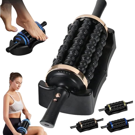 Electric Rolling Percussive Massager, Electric Fascia Roller Massager with Hands-Free Base, Rechargeable Fascia Roller for Back, Legs, Feet, Deep Tissue Muscle Recovery (Rose Gold)