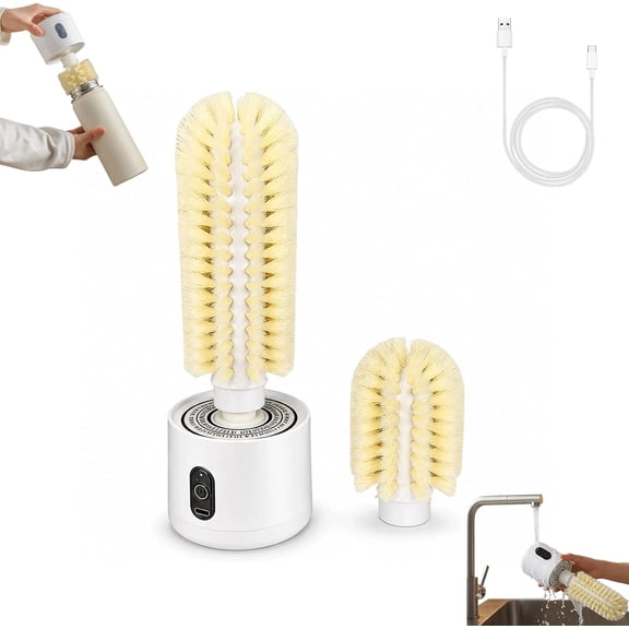 Electric Rotary Cup Brush with Suction Base, 306° Electric Cup Cleaner with Interchangeable Brush Heads, for Tea Cups,Glass Cups