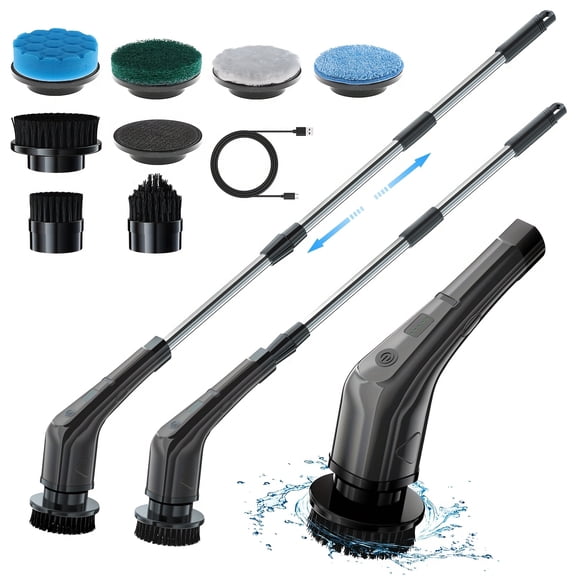 Electric Rotary Floor Cleaner, 7 Brush Heads, Heavy-Duty Multi-Surface Cleaning, USB Powered, for Floor, Wall, Glass, Kitchen, Car Polishing, Bedroom & Bathroom