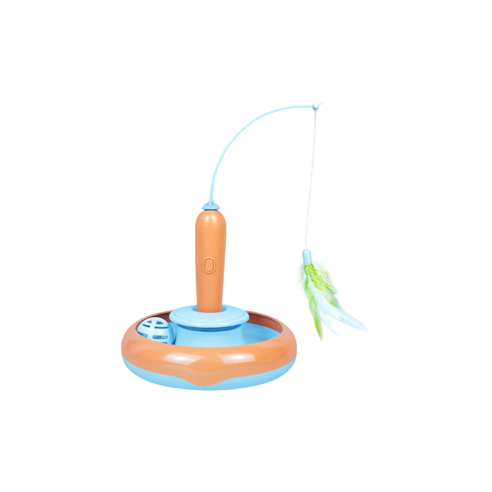 Electric Rotating Cat Turntable Toy with Feather Teaser Wand, Automatic Fishing Rod and Spinning Ball for Self-Play, Interactive Pet Playboard