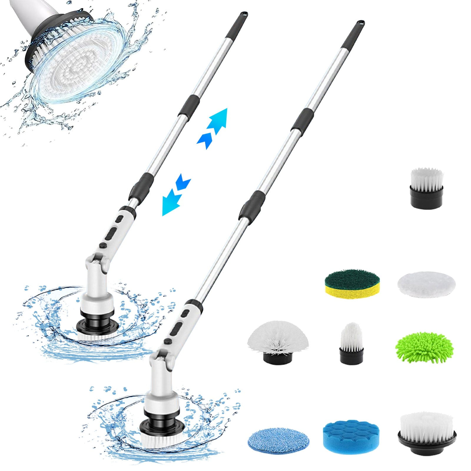 Electric Rotating Cleaning Brush | Long Handle Foldable Scrubber | 9 ...