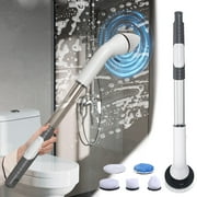 Electric Rotating Cleaning Brush Set,Handheld Long Handle Bathroom Cleaner,360  Auto Rotary Scrubber,USB Rechargeable Household Brush,5 Replaceable Cleaning Heads,Multi Purpose Home Kitchen Cleaner