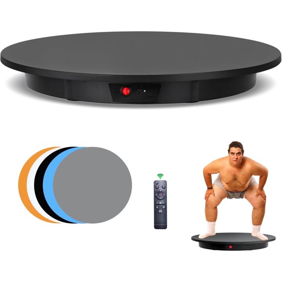 Electric Rotating Display Stand, 350-500 lbs Heavy Load,360Degree Motorized Rotating Turntable for Display, Live Streaming, Remote Control + 5Colors Background (Black/24In/Dual Motors)