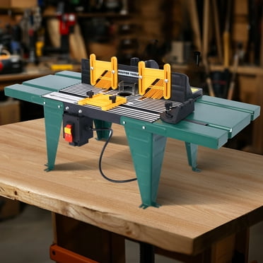 Electric Router Table Adjustable, Woodworking Router Table for Precision Cutting, 34’’ Compact Craftsman Table w/Heavy-Duty Construction