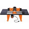 thumbnail image 1 of Electric Router Table, Universal Benchtop Router Tables Top with Steel Stand & Adjustable Fence Wood Working Router Table Precise Routing Table Craftsman Tool for Woodworking, Orange, 1 of 8
