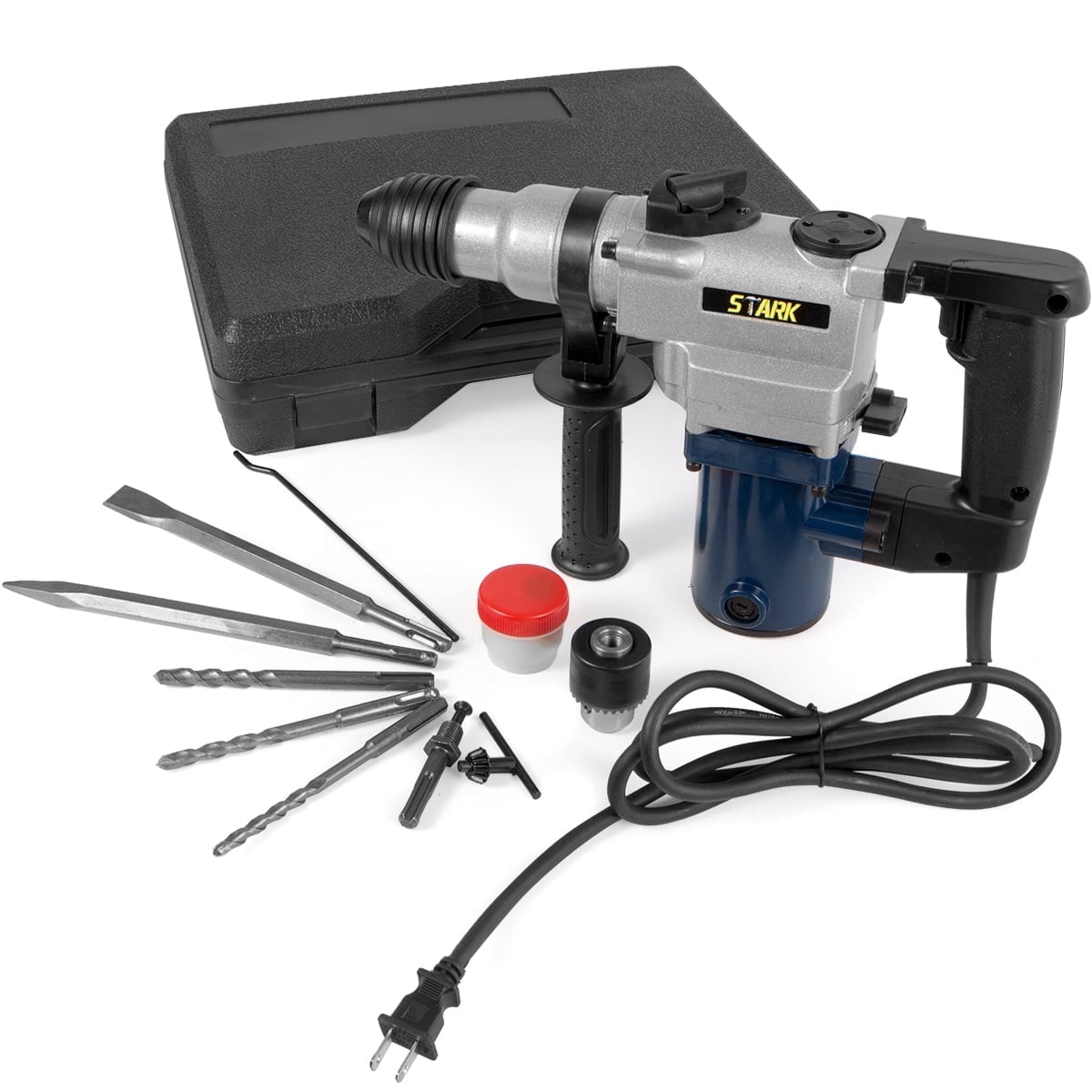 Electric SDS-Plus Rotary Hammer Drill 850W Set Drilling Chisel Bit Set with Carrying Case