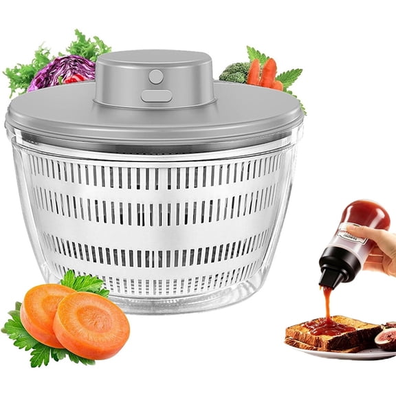Electric Salad Spinner 4.2-Quart Lettuce spinner,Fruit cleaner spinner Vegetable Dryer,Fruit Washer with Bowl and Colander,Salad Dryer Mixer for Vegetables,Greens, Herbs, Berries