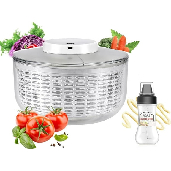 Electric Salad Spinner, 6L Lettuce spinner,Large Capacity Salad Vegetable Dryer,Fruit Salad Washer spinner dryer for Home Kitchen Washing & Drying Leafy Vegetables
