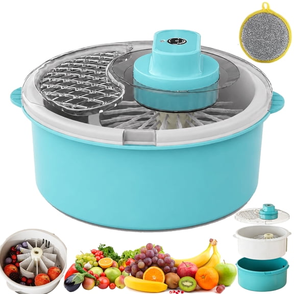 Electric Salad Spinner and Produce Washer,Fruit Cleaner Spinner,Multifunctional Vegetable Dryer,Electric Lettuce Spinner with Non-Slip Base,Combines Washing and Serving Bowl