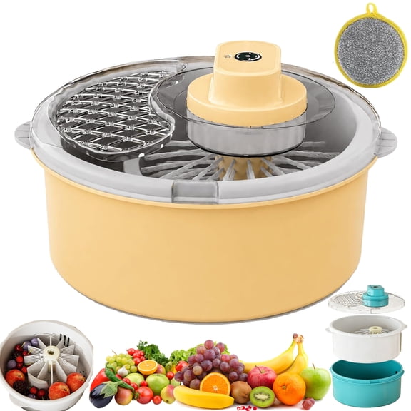 Electric Salad Spinner and Produce Washer,Fruit Cleaner Spinner,Multifunctional Vegetable Dryer,Electric Lettuce Spinner with Non-Slip Base,Combines Washing and Serving Bowl