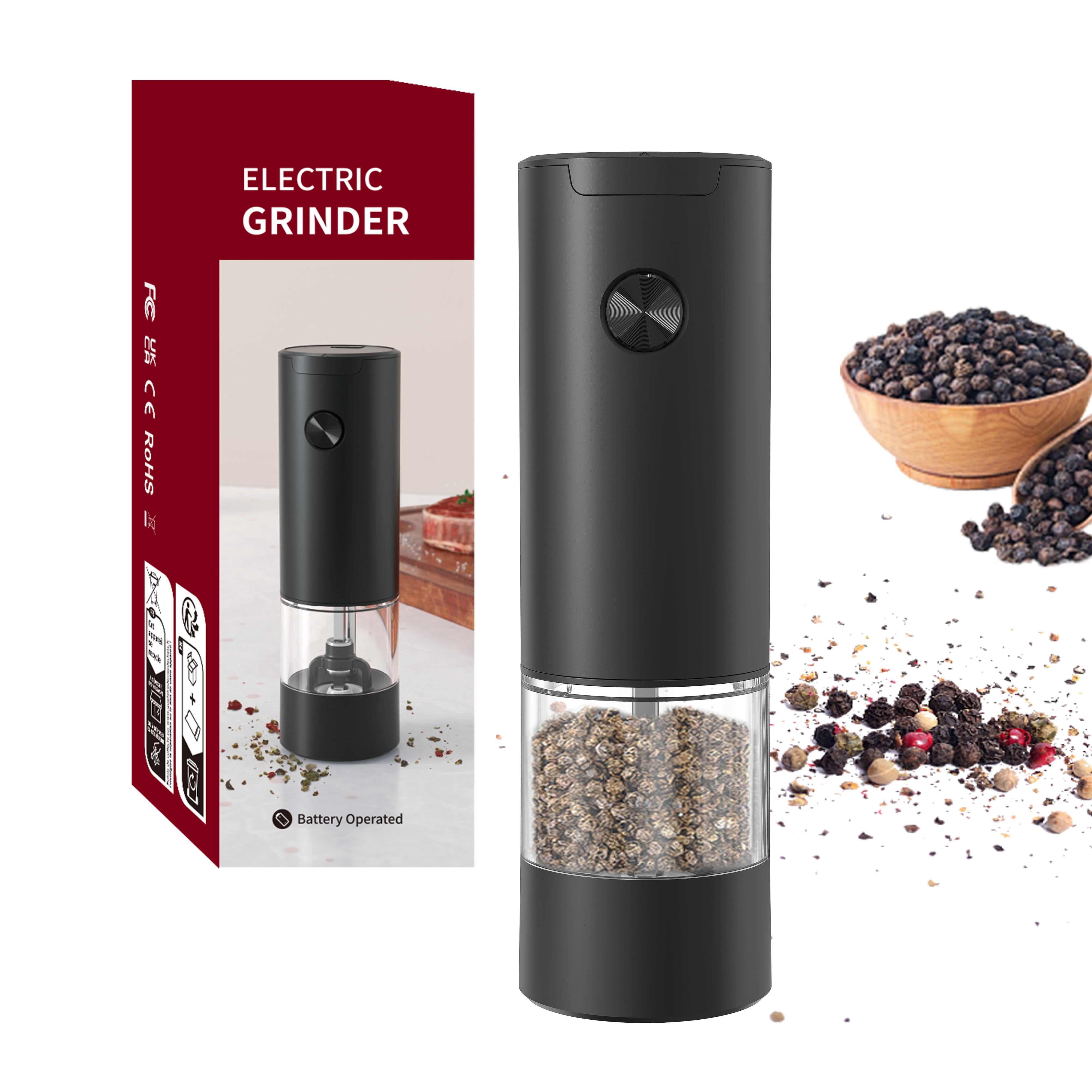 Electric Salt And Pepper Grinder, Battery Powered With LED Light, One ...