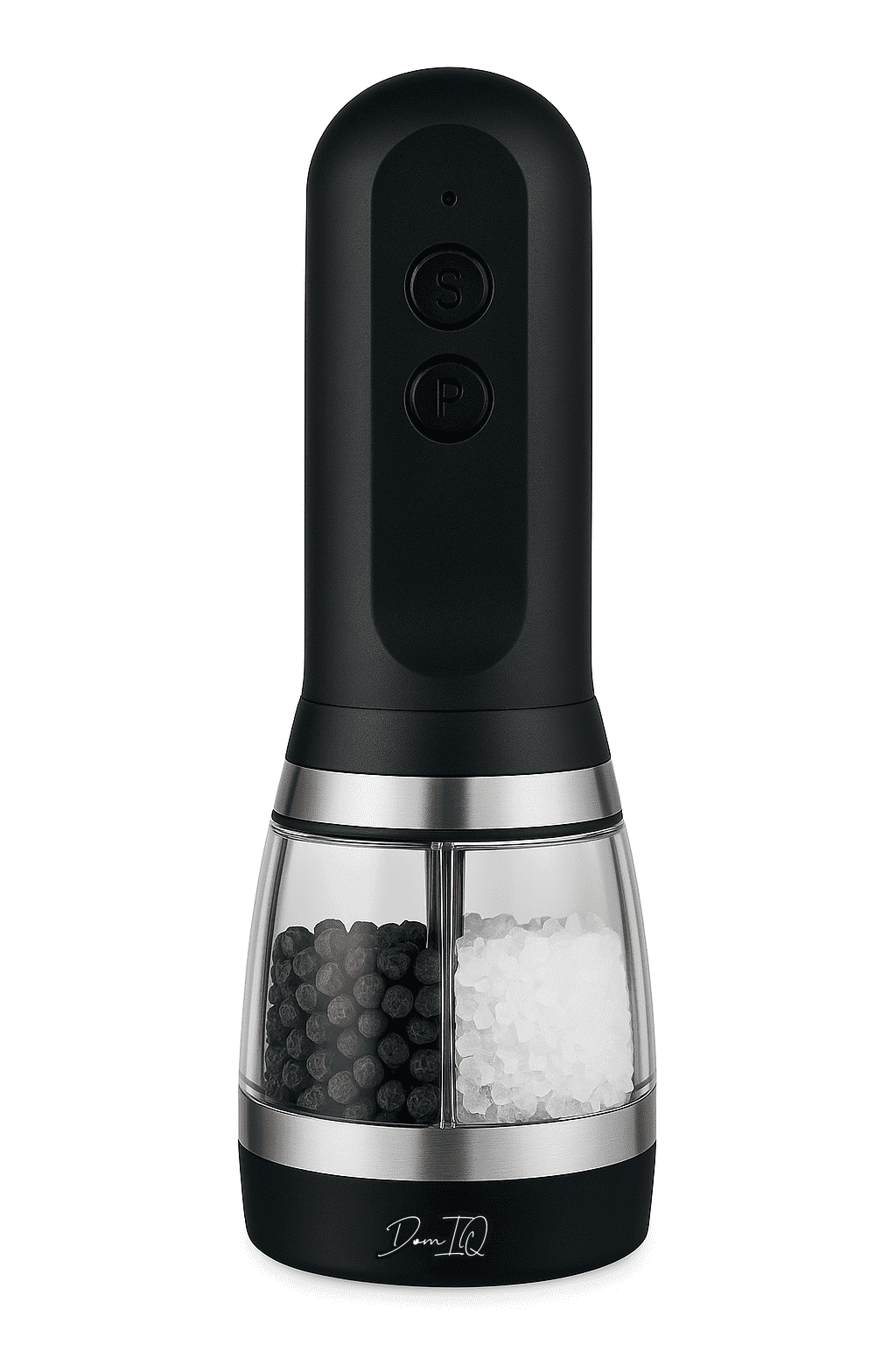 Electric Salt and Pepper Grinder Mill 2 in 1 - USB-C Rechargeable with Adjustable Coarseness, All in One Ceramic grinder with LED Light, One-Handed Operation, Refillable Compartments, Black