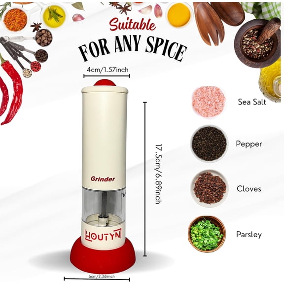 Electric Salt and Pepper Grinder Set 2-Pack USB-C Rechargeable Mills, Adjustable Ceramic Coarseness, One-Hand Button Operation, 22ml Clear Chamber, Gift Box (No Spices)