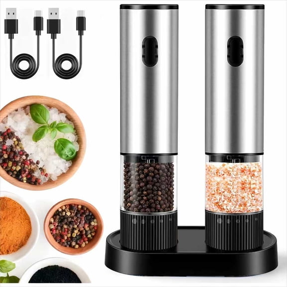 Carestrong Salt And Pepper Grinder Set Automatic Battery Pepper Mill Shakers Salt And Pepper Shakers Adjustable Coarseness Upgraded Larger Capacity with Kitchen Appliances Birthday Gifts for Women M