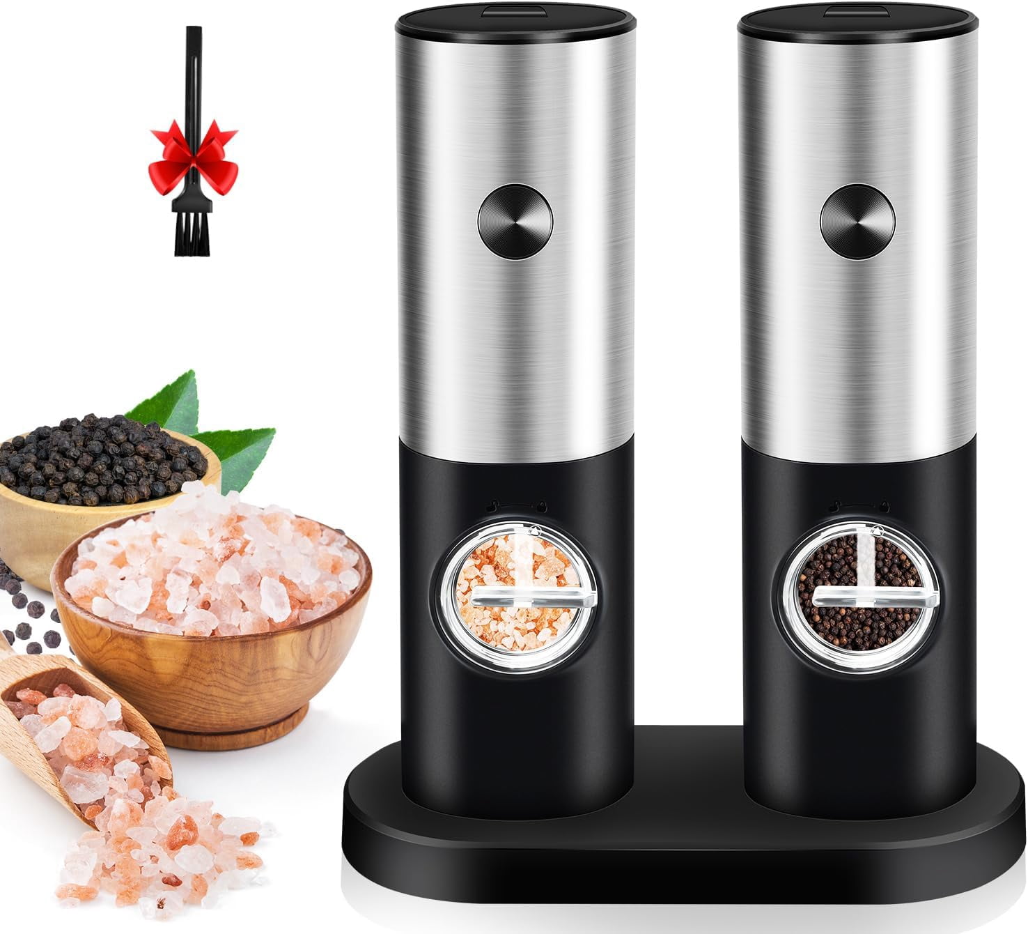 Electric Salt and Pepper Grinder Set - Battery Operated Pepper Mill ...