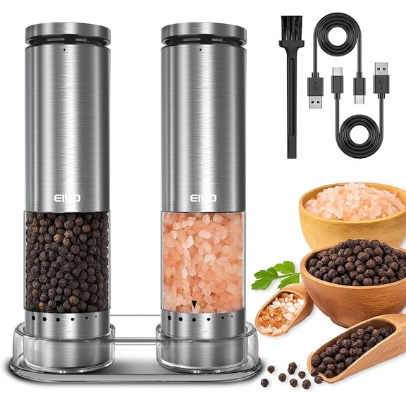 Electric Salt and Pepper Grinder Set Recharable, Automatic Shakers Mills External Adjustable Coarseness, Kitchen Gadts, Stocking Stuffers Chrisas Cooking Gifts for Men Women