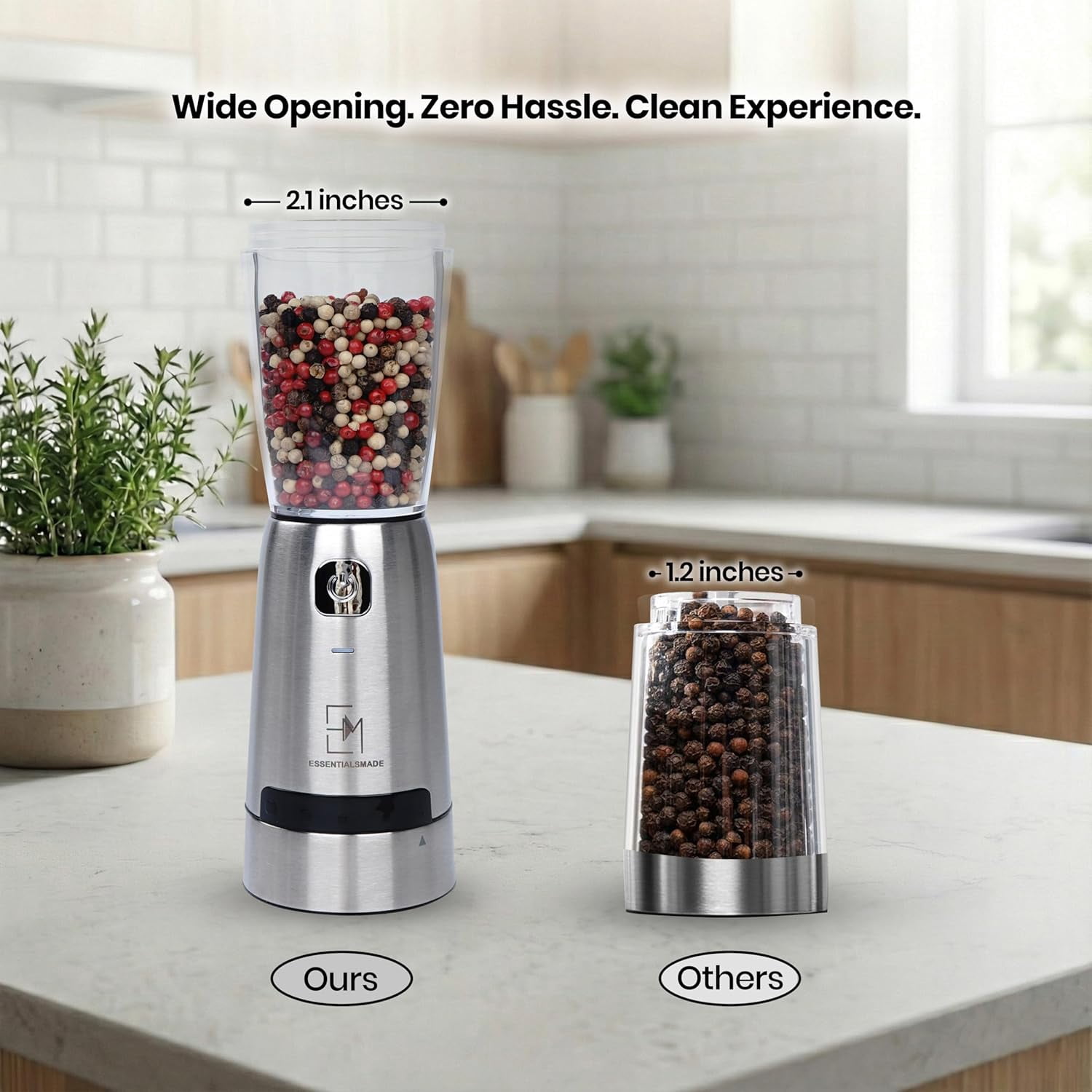 Electric Salt and Pepper Grinder Set – Rechargeable Stainless Steel Mills with 800mAh Battery, 200ml Capacity & 5 Adjustable Coarseness Levels for Kitchen Seasoning