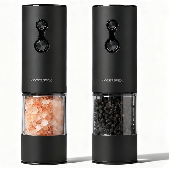 Electric Salt and Pepper Grinder Set USB-C Rechargeable, Dual-Speed Automatic Salt and Pepper Mills with 9 Adjustable Coarseness, Ceramic Burr, LED Light, Refillable, (Carbon Black)