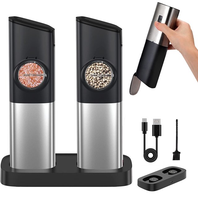 Electric Salt and Pepper Grinder Set USB Rechargeable With Dual