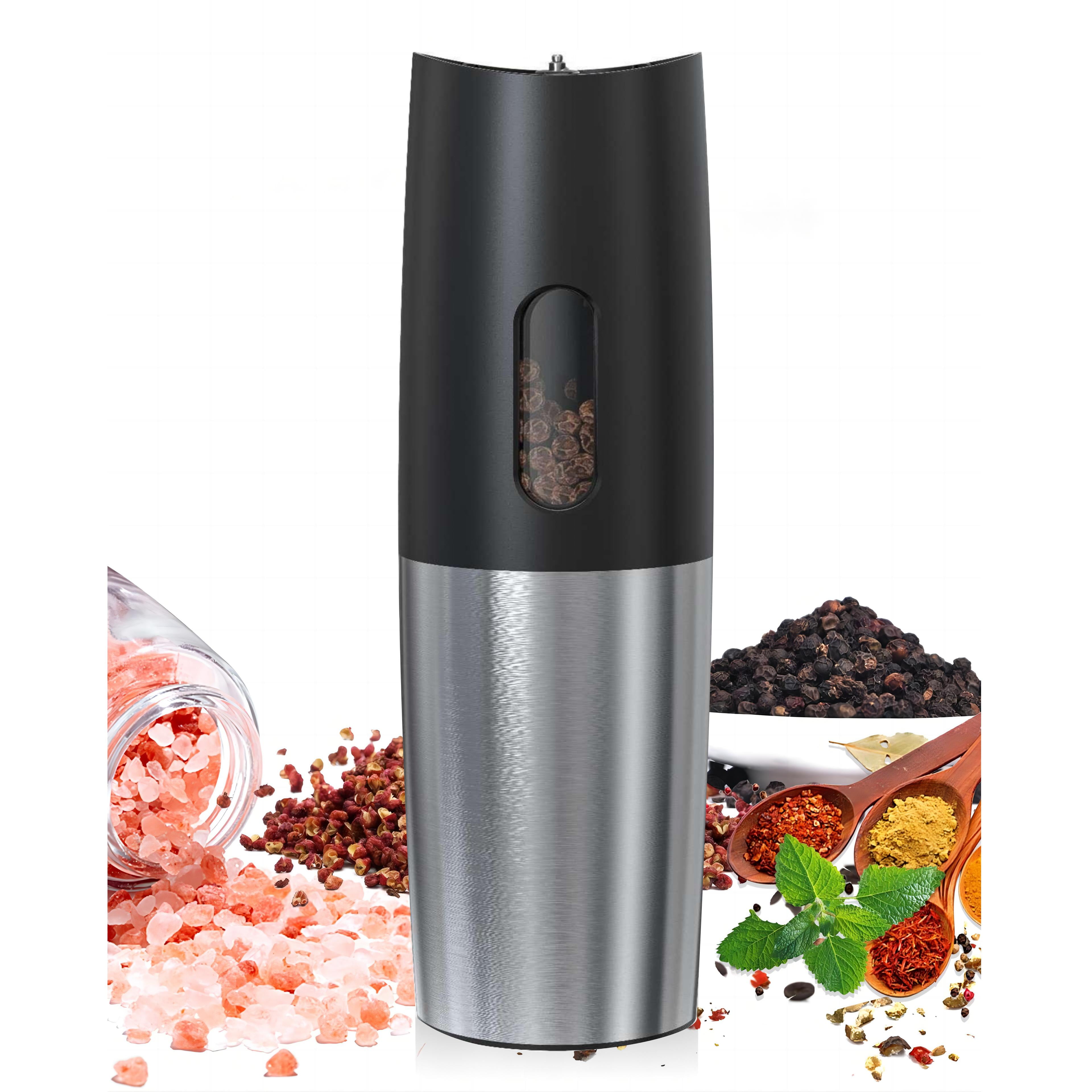 Electric Pepper Mill USB Rechargeable Gravity Salt And Pepper Grinder  Stainless Steel Spice Mill with LED Light Kitchen Tools