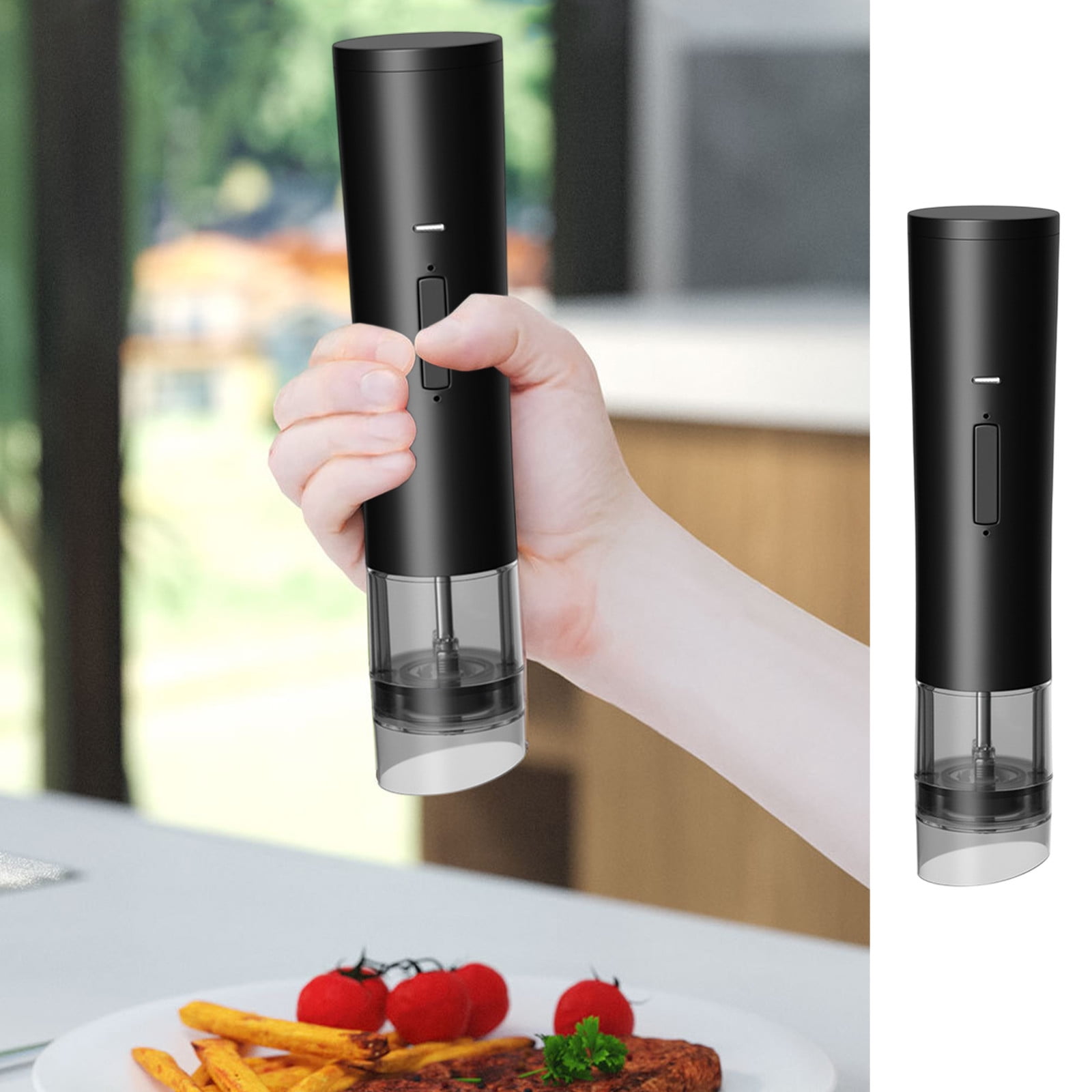 Electric Salt and Pepper Grinder USB Rechargeable Spice Grinder, Adjustable Coarseness Automatic Pepper Mill with Ceramic Core, Portable Grinder for Kitchen Cooking Outdoor Use