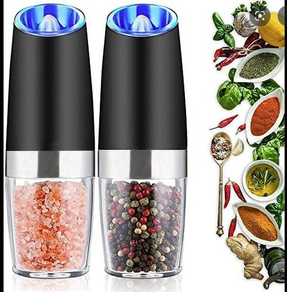 Electric Salt & Pepper Grinders - No TWISTING - Gifts for Him, Gifts for Home, Stocking Stuffer - 2 Pack Auto Grinder