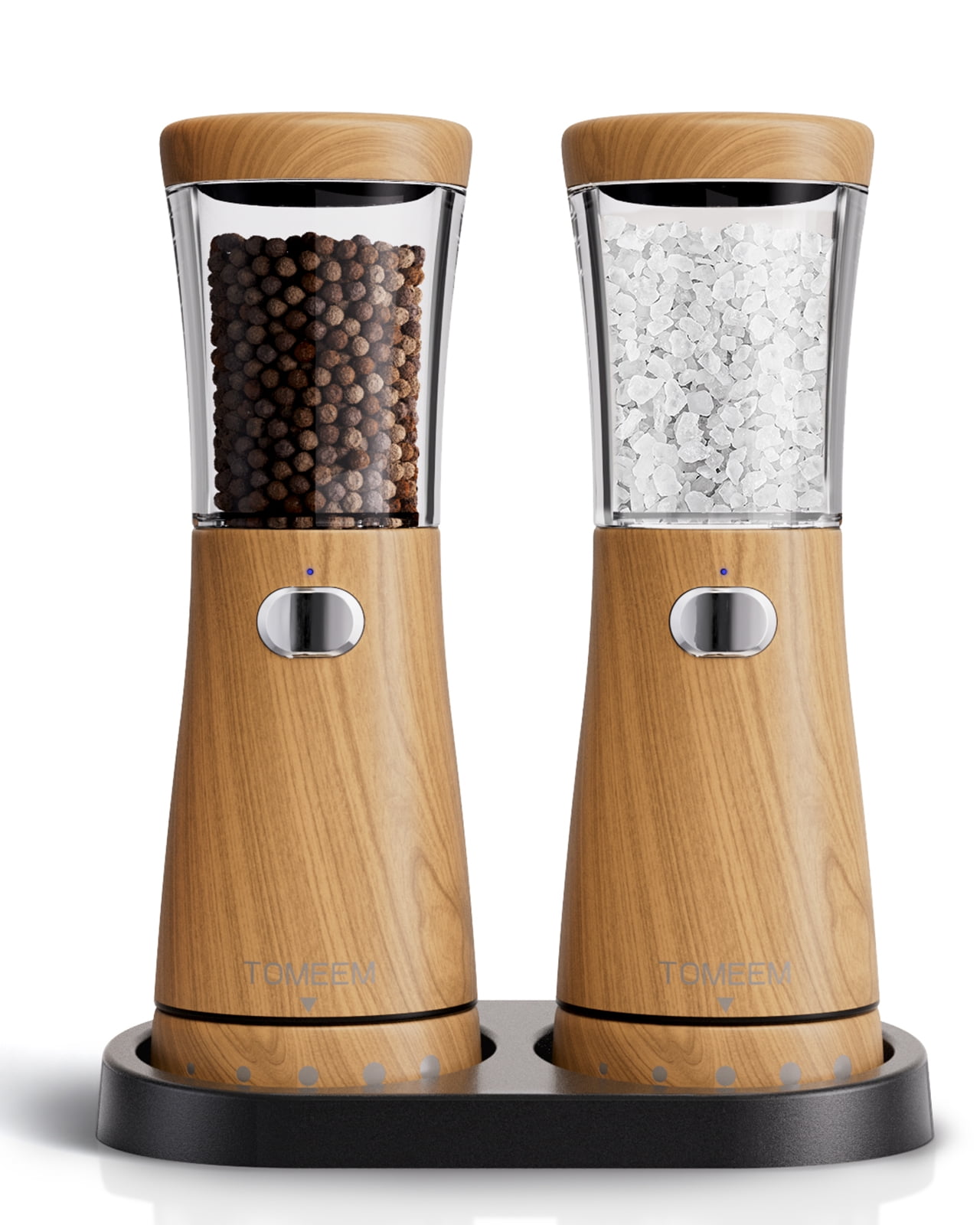Electric Salt and Pepper Grinder Set Adjustable Coarseness Mill