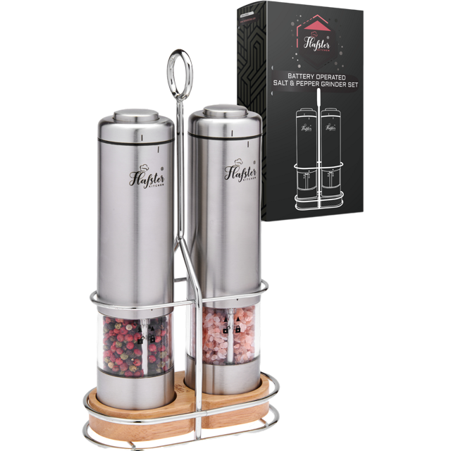 Electric Salt and Pepper Grinder Set, Battery Operated Salt and Pepper