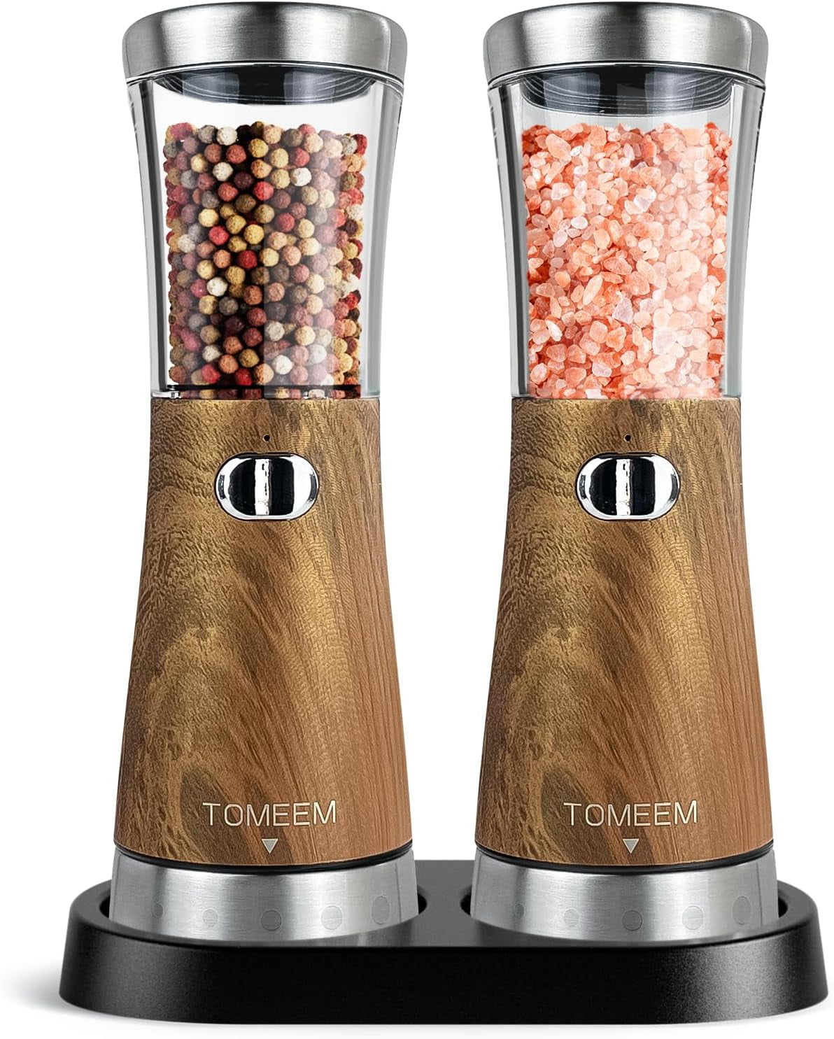 Electric Salt and Pepper Grinder Set Rechargeable Stainless Steel Grinder Set 5 Adjustable 4.5oz Upgrade Capacity