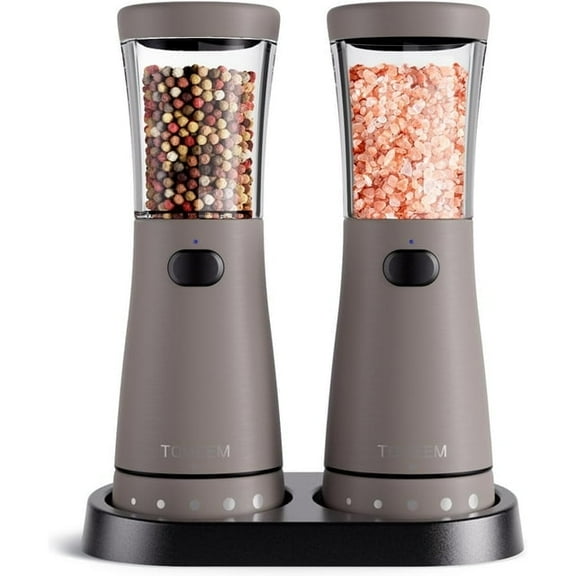 Electric Salt and Pepper Grinder Set USB Rechargeable, Stainless Steel Salt and Pepper Shakers Electric with Lights