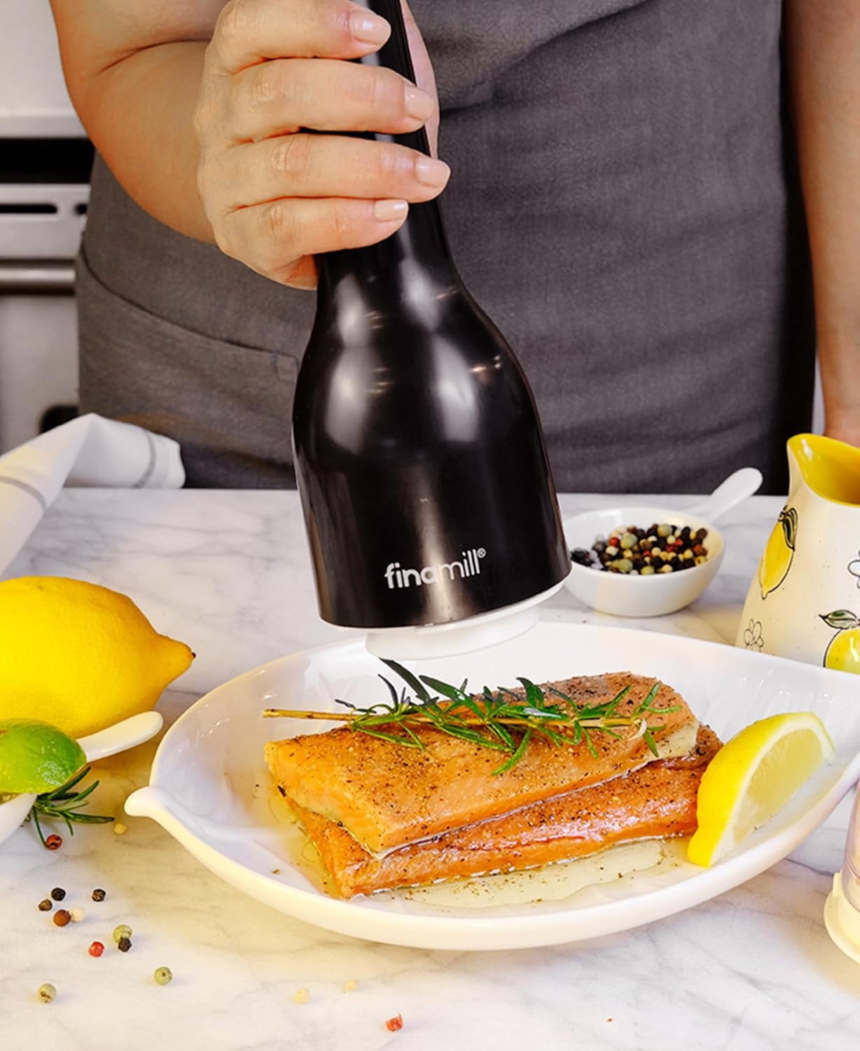 Electric Salt and Pepper Grinder Set with LED Light and Interchangeable Pods for Kitchen