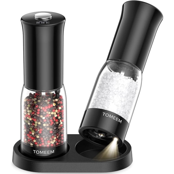 Electric Salt and Pepper Grinder Set with LED Power Display, 5-Level Grind Adjustment Rechargeable Pepper Salt Mill Shakers Set