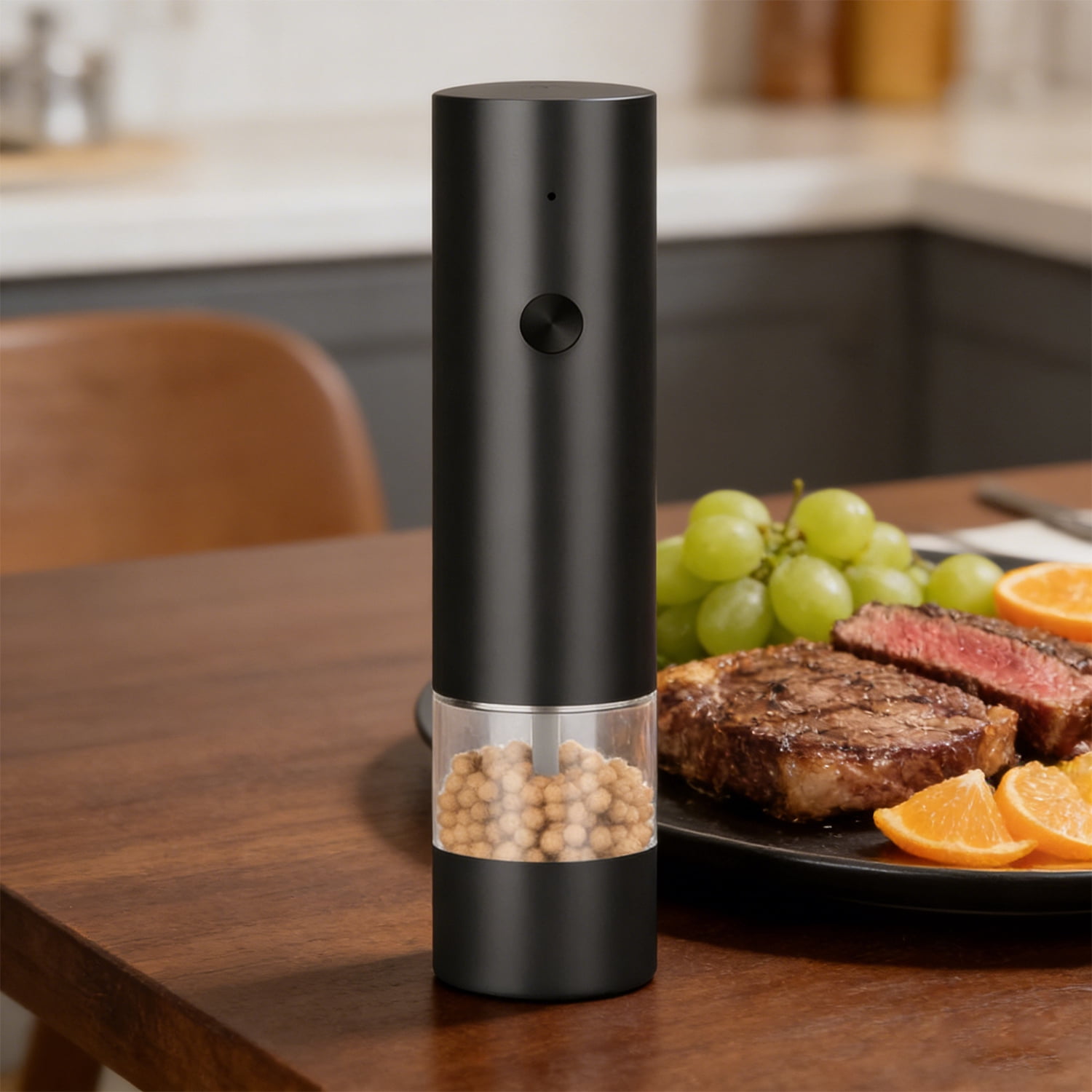 Electric Salt and Pepper Grinder, USB Rechargeable, Stainless Steel, Adjustable Coarseness, 1-Touch Operation for Home & Kitchen