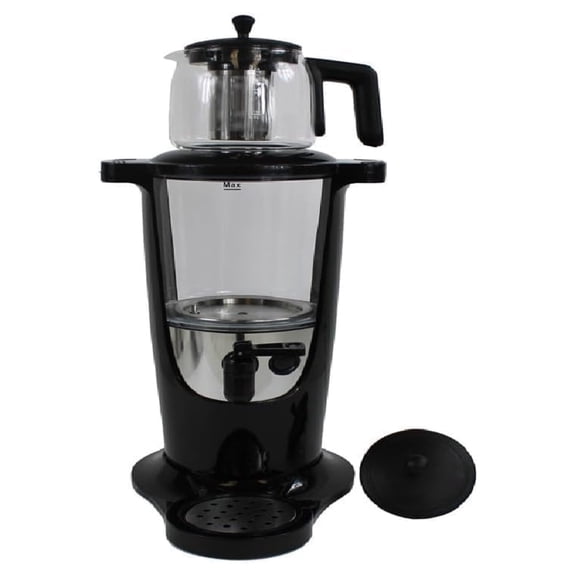 Electric Samovar Russian Persian Turkish Tea Maker Water Kettle Glass Teapot 3.2+1=4.2 Liter 110V 1000w Auto On Off Keep Warm Black