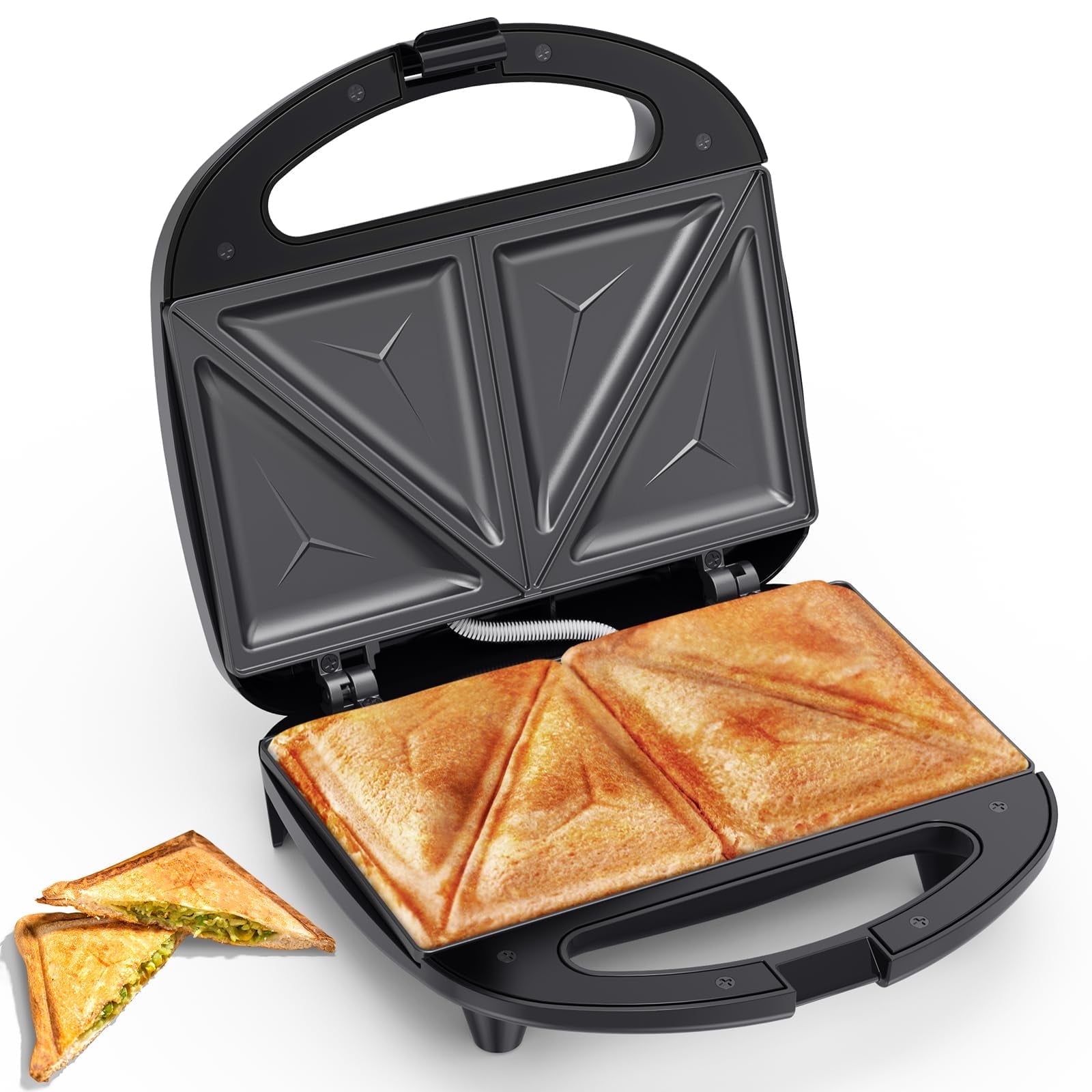 OSTBA Sandwich Maker , 2 Slice Grilled Cheese Maker , 750W Sided Heating Electric Sandwich Press Grill, Breakfast Sandwich Toaster Grilled Cheese Maker ,Makes Stuffed French Toast, Omelets, Compact