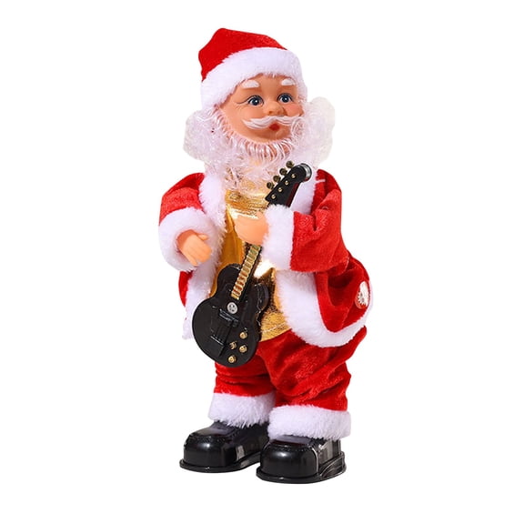 Electric Santa Claus Plush Toy Twerking Guitar Shaking Hip Figure, Animated Musical Holiday Mascot Ornament for Home Christmas Party