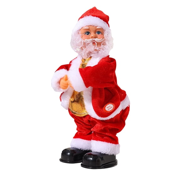 Electric Santa Claus Plush Toy Twerking Guitar Shaking Hip Figure, Animated Musical Holiday Mascot Ornament for Home Christmas Party