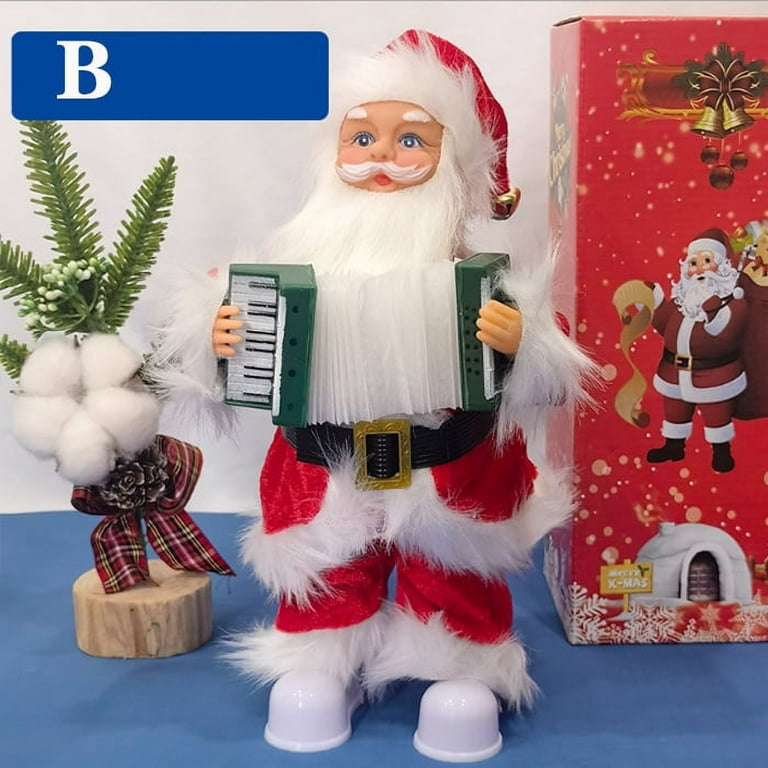 Electric Santa Claus Toy with Accordion, 12Inch Singing and