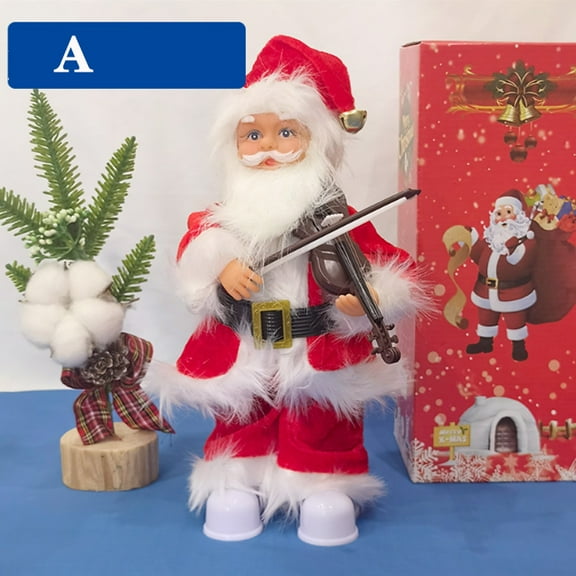 Electric Santa Claus Toy with Violin, 12Inch Singing and Dancing Musical Christmas Doll, Xmas Gift