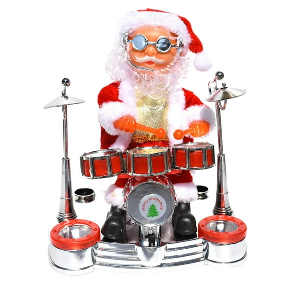 Electric Santa Musical Doll Drumming Christmas Decorations Home Decor for Home Tabletop Decor & Holiday Decor