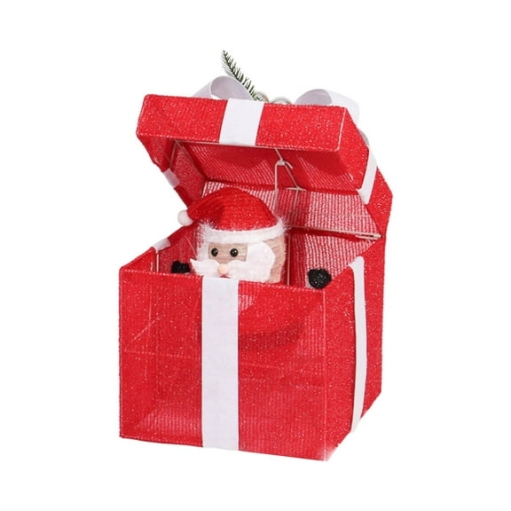 Electric Santa Present Box Animated Lighted Gift LED String Lights Iron Frame Sturdy Xmas Decor Undertree Ornament
