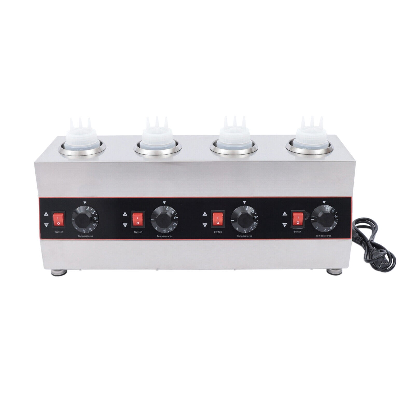 Electric Sauce Warmer, 4-Head Sauce Pump Warmer, 110V, Independent Temperature Control, for Home, Party, Cafe