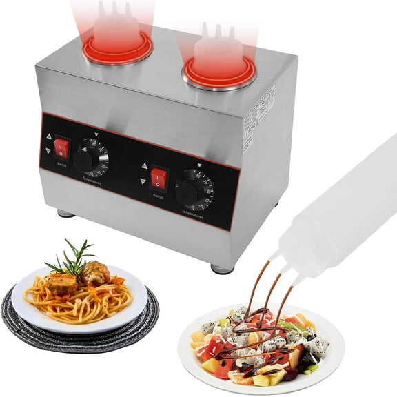Electric Sauce Warmer Dispenser, Commercial Nacho Cheese Dispenser Warmer, Countertop Stainless Steel Sauce Heat Preservation Machine for Hot Fudge Cheese Caramel Jam 86-185 110V