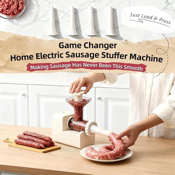 Electric Sausage Stuffer Machine with 4 Tubes - 11lbs Meat in 5 Minutes - Home Sausage Maker for Hot Dogs, Beef, Chicken