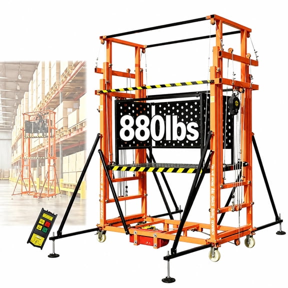 Electric Scaffolding Lift Platform, 880lbs Capacity, 16.4FT Motorized Scaffold Platform with Remote Control for Roof Repairs and Tree Construction (CE Certification)