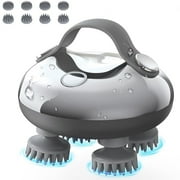KAMUGO Electric Scalp Massager Rechargeable Head Massager Scalp Stress Relax with 8 Removable Massage Claws Cat Massager（Silver）