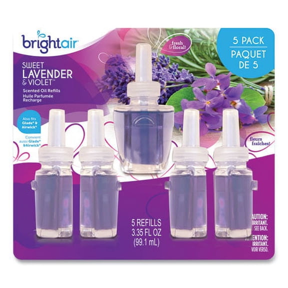 Electric Scented Oil Air Freshener Refill, Sweet Lavender And Violet, 0.67 Oz Bottle, 5/pack | Bundle of 2 Packs