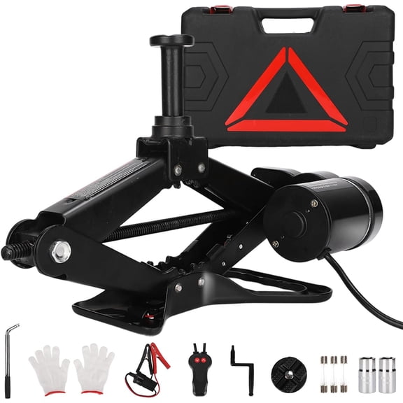 Electric Scissor Jack Kit 3 Ton 12V Portable Auto Lift with 17.7 Inch Range for SUV Sedan Floor Jack for Tire Change Roadside