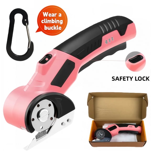 Electric Scissors with Safety Lock, Cordless Fabric Cutter for Cardboard and Leather